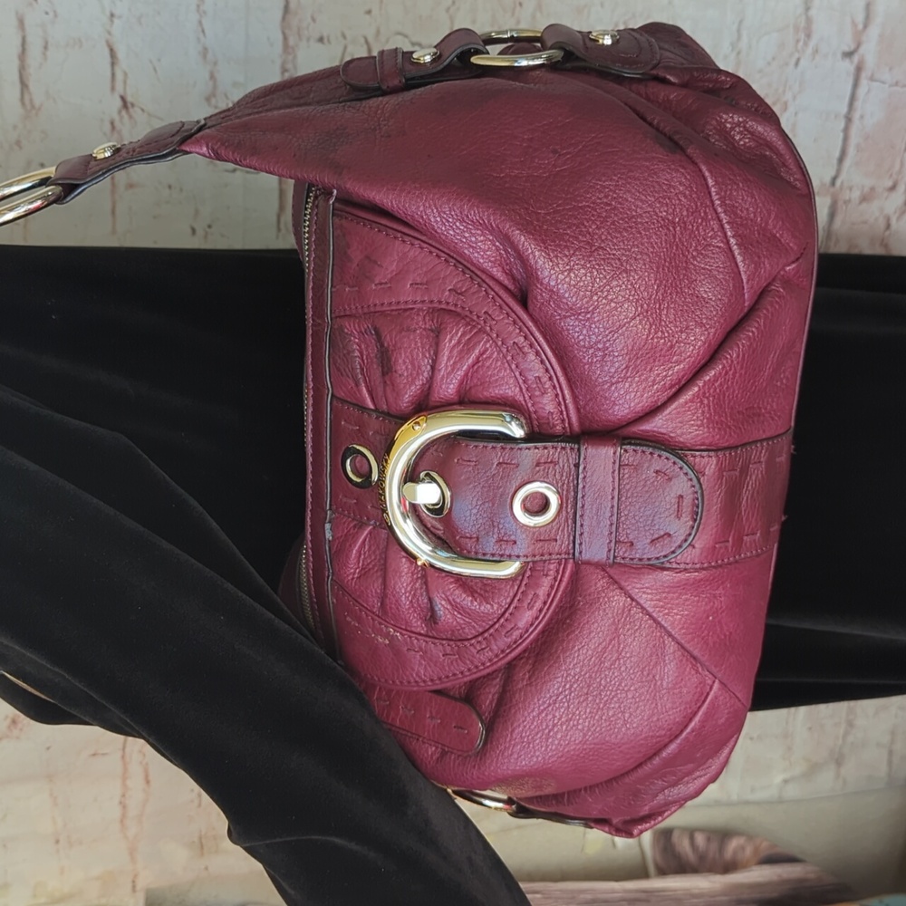 B. Makowsky Deep Red Leather Shoulder Bag